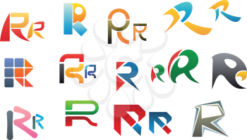 Set of alphabet symbols and elements of letter R