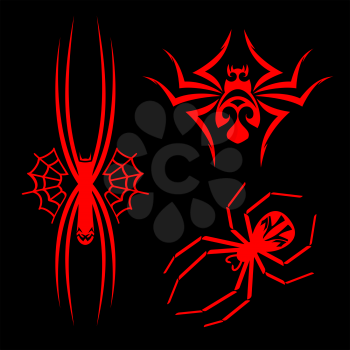 Set of spiders for tribal tattoo design