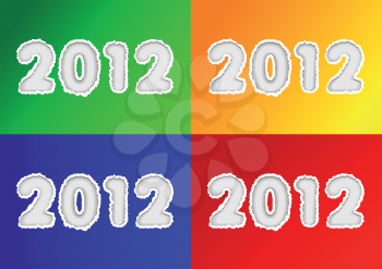 2012 Year Sign On Torn Paper For Background Design