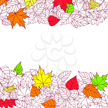Autumn Leaves Silhouettes Background For Seasonal or Thanksgiving Design