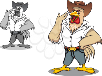 Power rooster in cartoon style for agriculture design