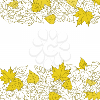 Yellow Autumn Leaves Silhouettes Background For Seasonal Or Thanksgiving Design