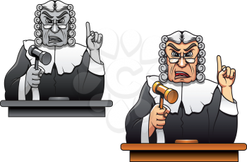 Judge with gavel for law concept design in cartoon style