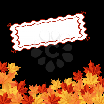 Autumn falling leaves background with frame for seasonal design