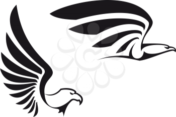 Black eagles isolated on white background for mascot or emblem design