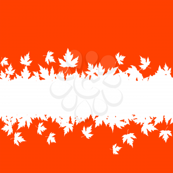Autumn falling leaves background with blank border for seasonal design