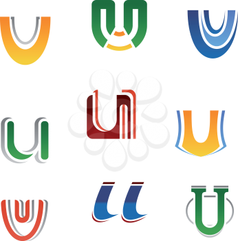 Set of alphabet symbols and elements of letter U