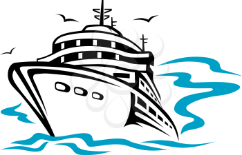 Transport ship silhouette for transportation or travel design