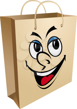 Shopping bag with smiling face for for retail and sale design