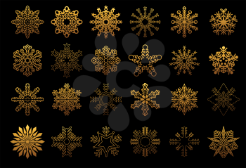 Set of golden snowflakes for holiday design