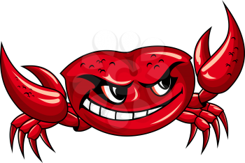 Red crab with claws for mascot design