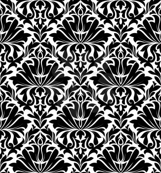 Vintage damask seamless pattern for background design in white and black color