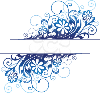 Blue floral borders with flowers and blossoms