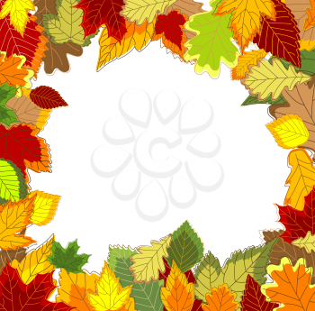 Autumnal frame with falling leaves for seasonal design