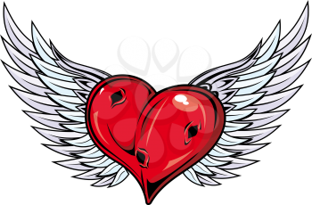 Medieval heart with wings for religion or tattoo design