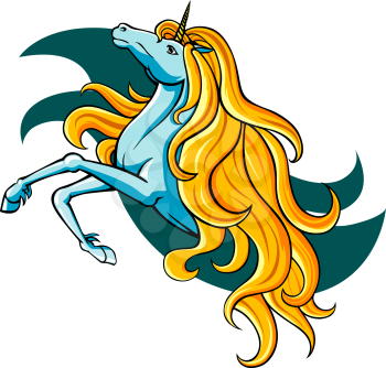 Fantasy unicorn in cartoon style for mascot or emblem