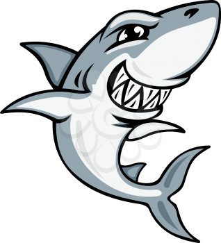 Cartoon smiling shark for mascot and emblem design