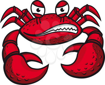 Angry crab with claws in cartoon style for mascot or emblem design
