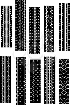 Set of tyre shapes isolated on white background for transportation design