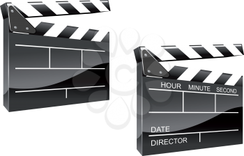 Movie clapper board in glossy icon style isolated on white background