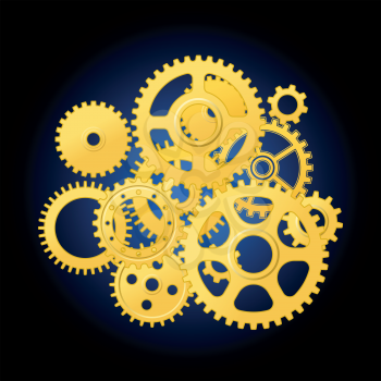 Clockwork mechanism with gears for technology or time concept design