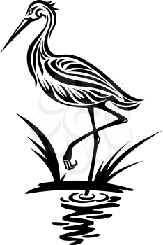 Heron bird in silhouette style for environment design