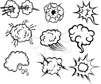 Message bubbles and clouds set in cartoon style isolated on white background