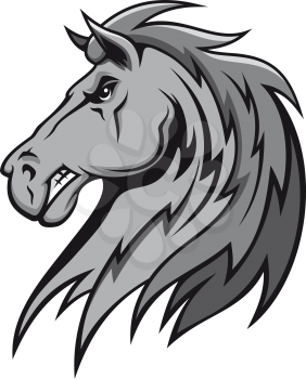 Angry wild stallion in cartoon design for mascot or equestrian sports design