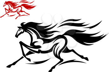 Fast running mustang for tattoo or equestrian sports design