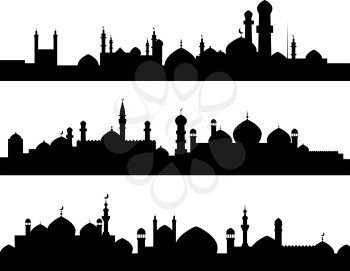 Set of muslim cities silhouettes for architecture or historical design