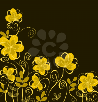 Abstract floral background with yellow flowers for textile design
