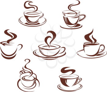 Coffee and tea cups symbols for beverage design