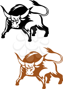 Wild buffalo bull in cartoon style for mascot and emblem design