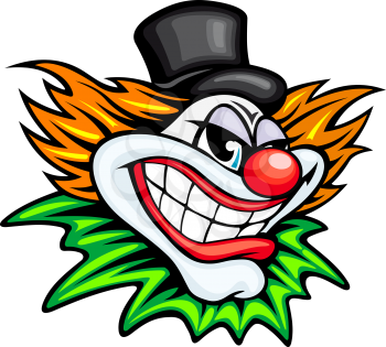 Angry circus clown or joker in cartoon style