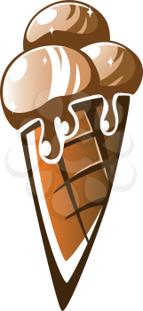 Cone of chocolate ice cream for fast food design