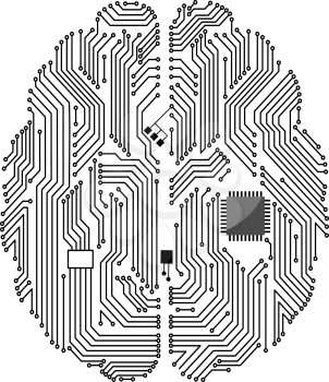 Motherboard brain on white background for technology concept design
