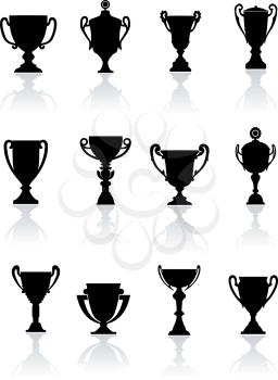 Set of sports trophies and awards for success concept design