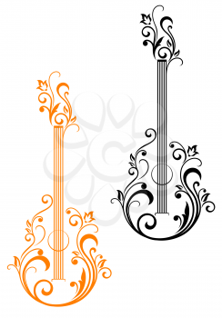 Guitar with floral embellishments for musical design