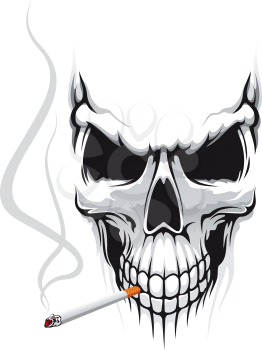 Danger skull smoka a cigarette for t-shirt design
