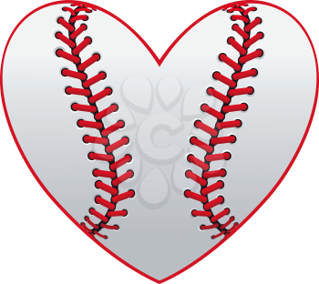 Baseball leather ball as a heart for sport emblem design