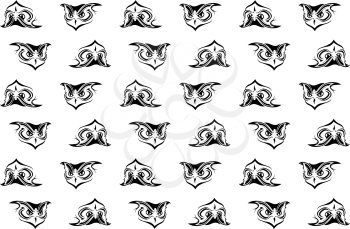 Seamless background pattern with owl head for design