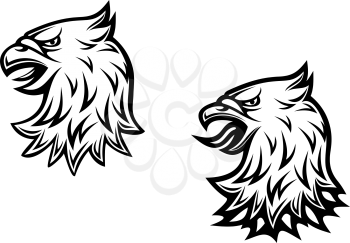 Heraldic eagle head on two variations for medieval concept design