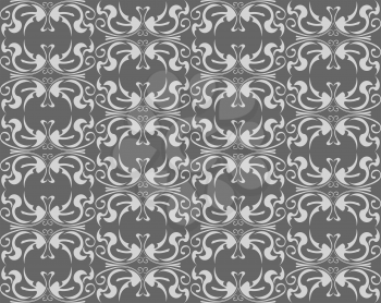 Abstract gray floral seamless background for wallpaper design