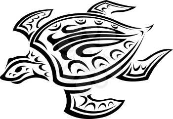 Underwater turtle in tribal style for tattoo or mascot design
