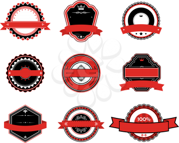 Set of retro labels in black and red colors