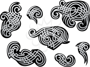 Silver tribal tracery set for embellishment or tattoo design
