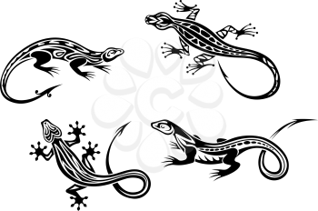 Lizard reptiles set in trbal style for tattoo or mascot design