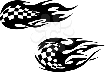 Racing flag with flames as a racing sports tattoo
