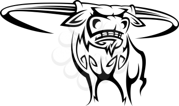 Wild horned buffalo in cartoon style for mascot design