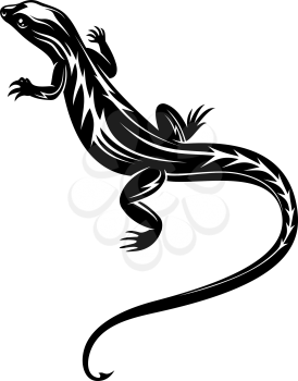 Black fast lizard reptile for tattoo or environment design